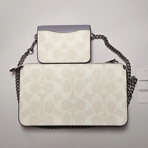 COACH C3328 Poppy Crossbody With Card Case Signature Canvas Leather Chalk Purple - Picture 2 of 4